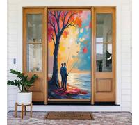 Stampa dipinta a tema pesca n. 26, decorazione decorativa per porte per interni/esterni, primavera, estate, autunno, inverno, Halloween, Natale, decorazioni per la casa