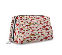 Stampa egiziana, trousse per cosmetici, personaggi dei cartoni animati, storia dell'archeologia, organizer in pelle, borsa da trucco riutilizzabile, marrone multicolore, S, multicolore_8, Taglia