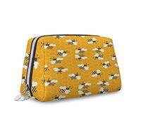 Stampa egiziana, trousse per cosmetici, personaggi dei cartoni animati, storia dell'archeologia, organizer in pelle, borsa da trucco riutilizzabile, marrone multicolore, S, Multicolore 1, Taglia