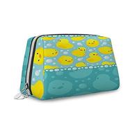Stampa egiziana, trousse per cosmetici, personaggi dei cartoni animati, storia dell'archeologia, organizer in pelle, borsa da trucco riutilizzabile, marrone multicolore, S, Giallo Verde_10, Taglia