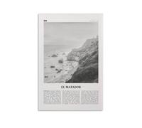 Stampa El Matador in bianco e nero, El Matador Wall Art, Poster El Matador, El Matador Photo, mappa di El Matador, California, USA Canvas Wall Art Poster Unf