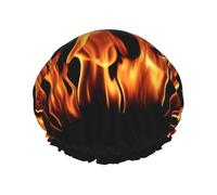 Stampa fiamma ardente multicolore,Cuffia da doccia, cuffia da notte, doppio strato, impermeabile, elastica, riutilizzabile.