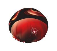 Stampa fiamma rossa,Cuffia da doccia, cuffia da notte, doppio strato, impermeabile, elastica, riutilizzabile.