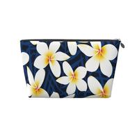 Stampa Fiore di Plumeria Frangipani bianco tropicale, Borsa da toilette Borsa per trucco Borsa per cosmetici Borsa da toilette da viaggio portatile