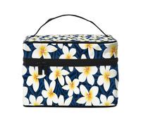 Stampa Fiore di Plumeria Frangipani bianco tropicale, Borsa per il trucco Borsa per cosmetici Borsa da viaggio portatile da viaggio Astuccio per matite