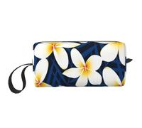 Stampa Fiore di Plumeria Frangipani bianco tropicale, Borsa per il trucco Borsa per cosmetici Borsa da toilette da viaggio portatile Borsa per trucco Organizer