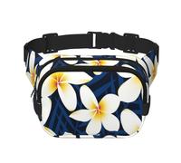 Stampa fiore tropicale di frangipane bianco e plumeria, Marsupio quadrato a doppio strato, borsa da viaggio, marsupio casual