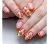 Stampa floreale a tema autunnale con zucca francese 24 pezzi con dettaglio French Thanksgiving Press On Nail