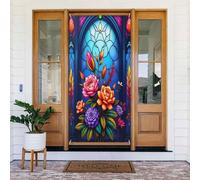 Stampa floreale astratta n. 418 coperture decorative per porte, striscione per interni ed esterni, primavera, estate, autunno, inverno, Halloween, Natale, decorazioni per la casa