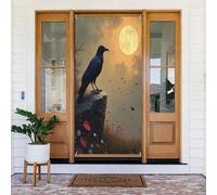 Stampa floreale con corvo al tramonto n. 88, decorazione decorativa per interni ed esterni, primavera, estate, autunno, inverno, Halloween, Natale, decorazioni per la casa