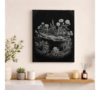 Stampa floreale da parete per vasca da bagno, stampa botanica bianca e nera, decorazione per la casa primaverile, arte estetica per soggiorno, camera da letto, bagno, tela avvolta 40,6 x 50,8 cm