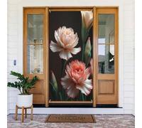 Stampa floreale rosa bianca n. 273 coperture decorative per porta, decorazioni per interni ed esterni, primavera, estate, autunno, inverno, Halloween, Natale, decorazioni per la casa