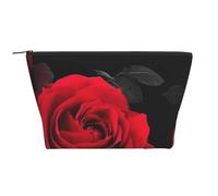 Stampa floreale rosa rossa, Borsa da toilette Borsa per trucco Borsa per cosmetici Borsa da toilette da viaggio portatile