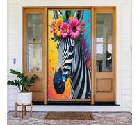 Stampa floreale zebrata n. 530 coperture decorative per porte, decorazioni per interni ed esterni, primavera, estate, autunno, inverno, Halloween, Natale, decorazioni per la casa