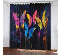 Stampa Foto 3D Tenda Oscurante con Occhielli Farfalla colorata dei graffiti Pittura a olio Termica Isolante Riduzione Rumore Insonorizzata Tendaggi per Soggiorno Camera da Letto Cucina 234 x 230 cm