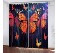 Stampa Foto 3D Tenda Oscurante con Occhielli Farfalla colorata dei graffiti Pittura a olio Termica Isolante Riduzione Rumore Insonorizzata Tendaggi per Soggiorno Camera da Letto Cucina 170 x 200 cm