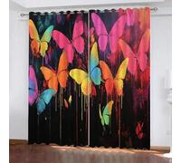 Stampa Foto 3D Tenda Oscurante con Occhielli Farfalla colorata dei graffiti Pittura a olio Termica Isolante Riduzione Rumore Insonorizzata Tendaggi per Soggiorno Camera da Letto Cucina 150 x 166 cm