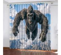 Stampa Foto 3D Tenda Oscurante con Occhielli Gorilla feroce Nuvole naturali del cielo Termica Isolante Riduzione Rumore Insonorizzata Tendaggi per Soggiorno Camera da Letto Cucina 170 x 200 cm