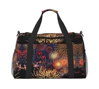Stampa fuochi d'artificio Grande Tela Viaggio Duffel Bag Weekender Borse per le Donne Pernottamento Bag Carry On Tote Bag, nero, Taglia unica