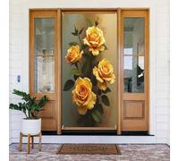 Stampa gialla rosa n. 609 coperture decorative per porte, striscione per interni ed esterni, primavera, estate, autunno, inverno, Halloween, Natale, decorazioni per la casa