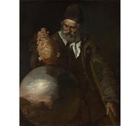 Stampa Giclée su tela di qualità museale - Italiano - Un vecchio che tiene una bottiglia di pellegrino - 76 x 101 cm | Inchiostri d'archivio su tela di policotone | Perfetta per soggiorno, camera da