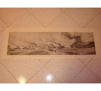 Stampa gigante del 1912 Rivista navale di Re V.Emanuele III nel Golfo di Napoli