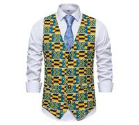 Stampa Gilet Uomo Casual Abbottonatura Retrò Gilet Slim Fit Scollo V Base Gilet Urbano Stile Etnico Stampa Tradizionale Gilet Per Uomo MJG-5 XXL