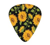 Stampa girasole nera,12 pezzi di plettri per chitarra, 3 plettri di diverso spessore per chitarra acustica, basso, ukulele