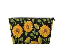 Stampa girasole nera, Borsa da toilette Borsa per trucco Borsa per cosmetici Borsa da toilette da viaggio portatile