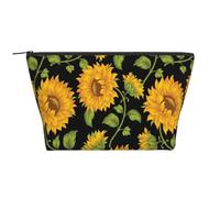 Stampa girasole nera, Borsa da toilette Borsa per trucco Borsa per cosmetici Borsa da toilette da viaggio portatile