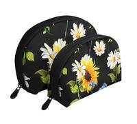Stampa Girasoli Camomilla, Borsa per trucco a conchiglia Portamonete da donna Borsa da toilette piccola Borsa per cosmetici 2 pezzi