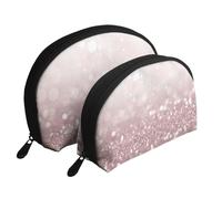 Stampa glitter rosa, Borsa per trucco a conchiglia Portamonete da donna Borsa da toilette piccola Borsa per cosmetici 2 pezzi