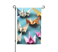 Stampa gru di carta origami versatile ed elegante bandiera da giardino per tutte le stagioni Outdoor Yard Decor Portici Giardini