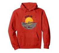 Stampa High on Sunshine And Music Summer Vibes Felpa con Cappuccio, Unisex per Adulti, Rosso, S
