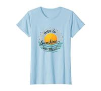 Stampa High on Sunshine And Music Summer Vibes Maglietta, Donna, Celeste, XL