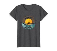 Stampa High on Sunshine And Music Summer Vibes Maglietta, Donna, Grigio Scuro, 3XL