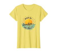 Stampa High on Sunshine And Music Summer Vibes Maglietta, Donna, Limone, 3XL