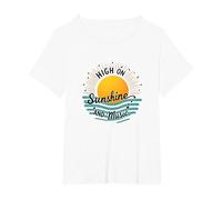 Stampa High on Sunshine And Music Summer Vibes Maglietta, Donna Plus-Size, Bianco, 2X
