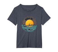 Stampa High on Sunshine And Music Summer Vibes Maglietta, Donna Plus-Size, Pervinca, 5X