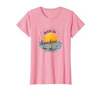 Stampa High on Sunshine And Music Summer Vibes Maglietta, Donna, Rosa, 3XL