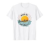 Stampa High on Sunshine And Music Summer Vibes Maglietta, Uomo, Bianco, S