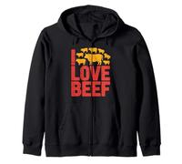 Stampa I Love Beef Cattle Fanatics Felpa con Cappuccio