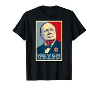 Stampa iconica di Winston Churchill Never Surrender Maglietta