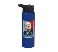 Stampa iconica di Winston Churchill Never Surrender Stainless Steel Insulated Water Bottle