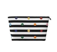 Stampa in bianco e nero a righe arcobaleno a pois, Borsa da toilette Borsa per trucco Borsa per cosmetici Borsa da toilette da viaggio portatile