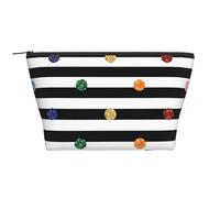Stampa in bianco e nero a righe arcobaleno a pois, Borsa da toilette Borsa per trucco Borsa per cosmetici Borsa da toilette da viaggio portatile