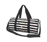 Stampa in bianco e nero a righe arcobaleno a pois, Borsone da viaggio di grande capacità Borsa rotonda Borsa da viaggio sportiva Borsa da viaggio Borsa da fitness