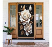 Stampa in oro bianco rosa n. 193 Coperture decorative per porte, decorazioni per interni/esterni, primavera, estate, autunno, inverno, Halloween, Natale, decorazioni per la casa