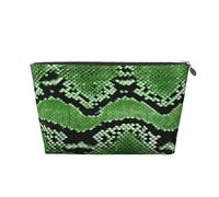 Stampa in pelle di serpente verde, Borsa da toilette Borsa per trucco Borsa per cosmetici Borsa da toilette da viaggio portatile
