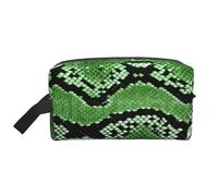 Stampa in pelle di serpente verde, Borsa per il trucco Borsa per cosmetici Borsa da viaggio portatile da viaggio Borsa per trucco Organizer